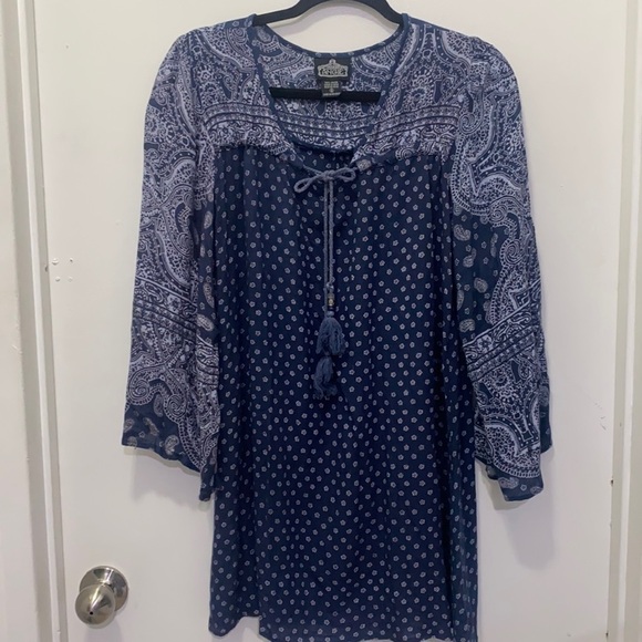 Tops - Angie Bandana Print Tunic Blouse Top